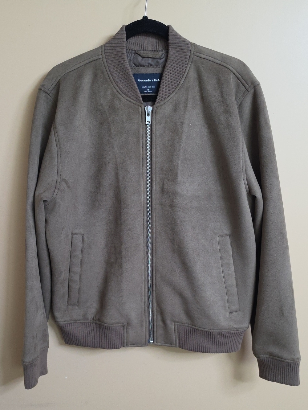 Abercrombie & Fitch Men's Taupe Bomber Jacket